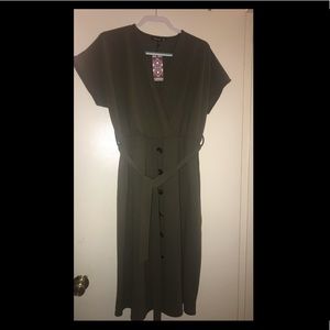 Belted Button Down Midi Dress